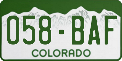 CO license plate 058BAF