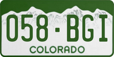 CO license plate 058BGI