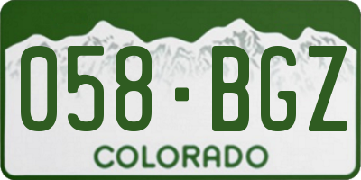 CO license plate 058BGZ