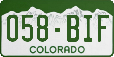 CO license plate 058BIF