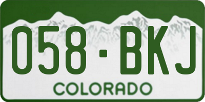 CO license plate 058BKJ