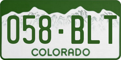 CO license plate 058BLT