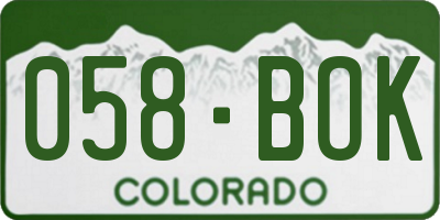 CO license plate 058BOK
