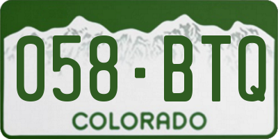 CO license plate 058BTQ
