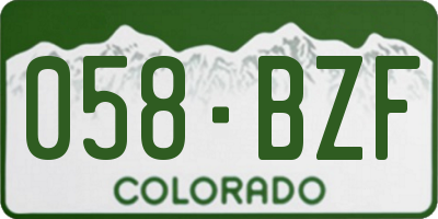 CO license plate 058BZF