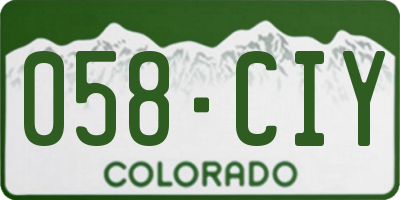 CO license plate 058CIY