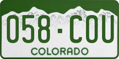CO license plate 058COU