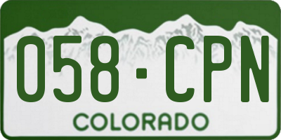 CO license plate 058CPN