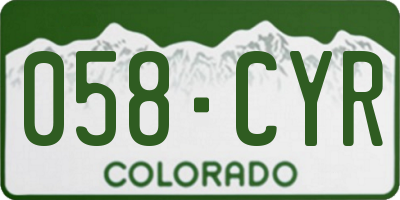 CO license plate 058CYR