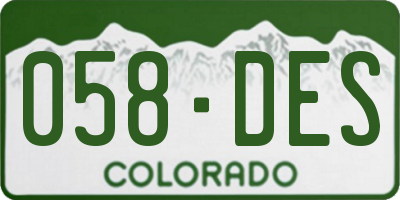 CO license plate 058DES