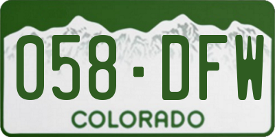 CO license plate 058DFW
