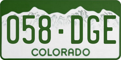 CO license plate 058DGE