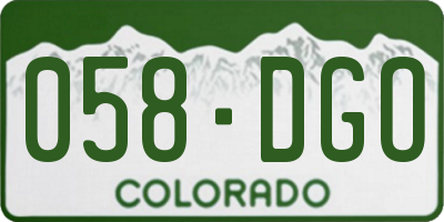 CO license plate 058DGO