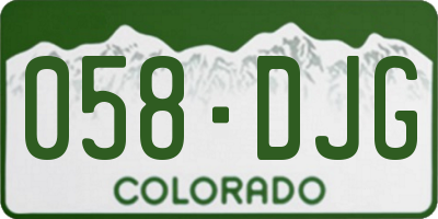 CO license plate 058DJG