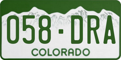 CO license plate 058DRA