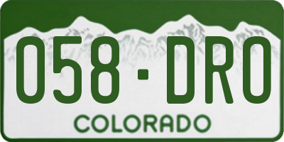 CO license plate 058DRO