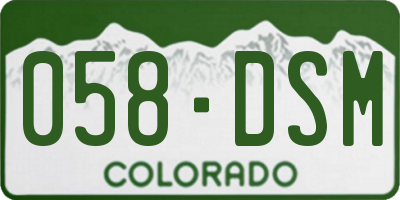 CO license plate 058DSM