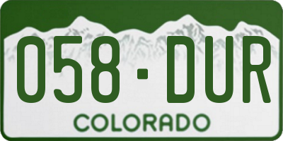 CO license plate 058DUR