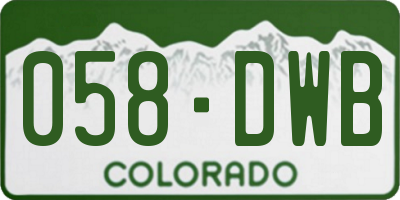 CO license plate 058DWB
