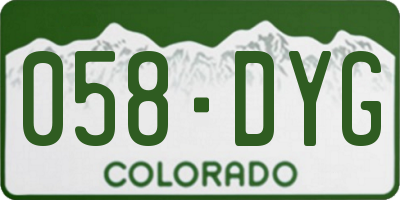 CO license plate 058DYG