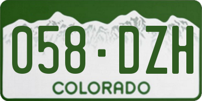 CO license plate 058DZH