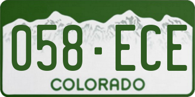 CO license plate 058ECE