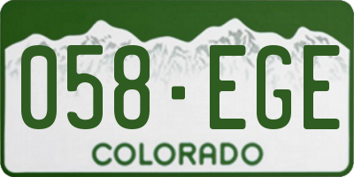CO license plate 058EGE