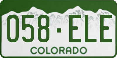 CO license plate 058ELE