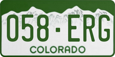 CO license plate 058ERG