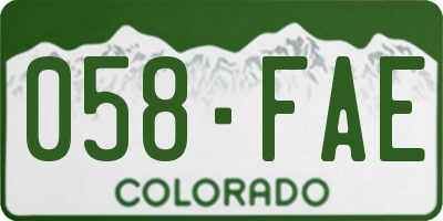 CO license plate 058FAE