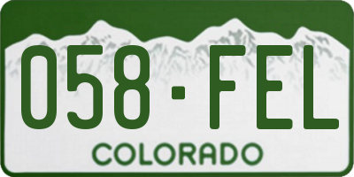 CO license plate 058FEL