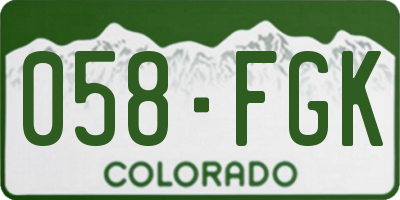 CO license plate 058FGK