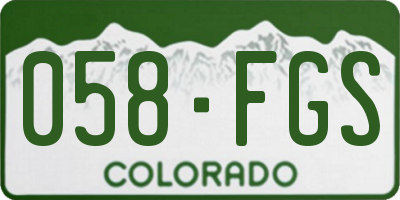 CO license plate 058FGS