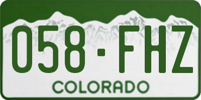 CO license plate 058FHZ