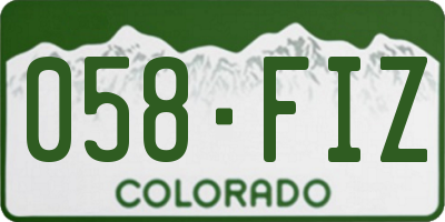 CO license plate 058FIZ