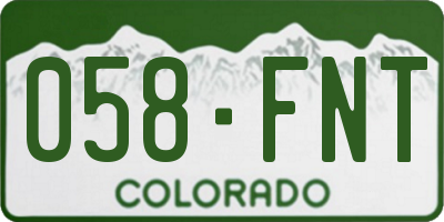 CO license plate 058FNT