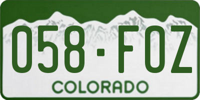 CO license plate 058FOZ