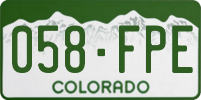 CO license plate 058FPE