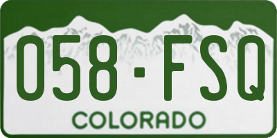 CO license plate 058FSQ