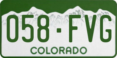 CO license plate 058FVG