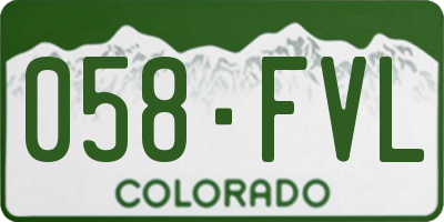 CO license plate 058FVL