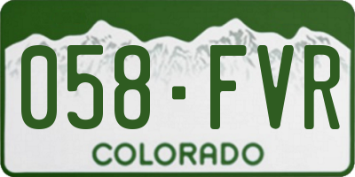 CO license plate 058FVR