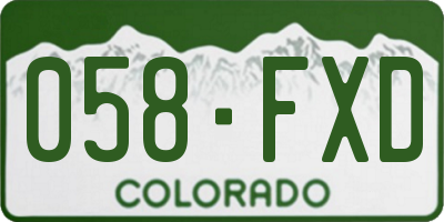CO license plate 058FXD