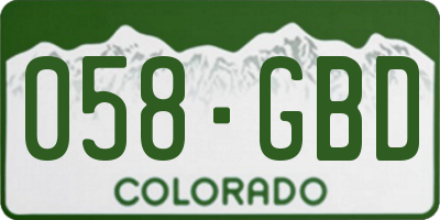 CO license plate 058GBD