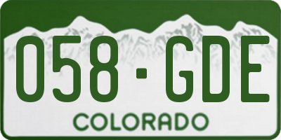 CO license plate 058GDE