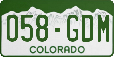 CO license plate 058GDM