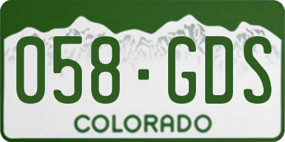 CO license plate 058GDS