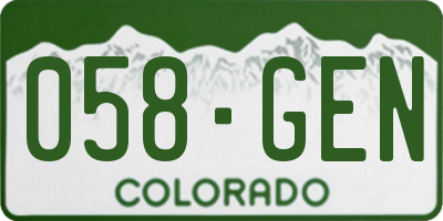 CO license plate 058GEN