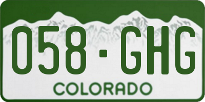 CO license plate 058GHG