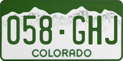 CO license plate 058GHJ